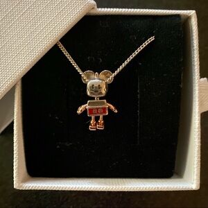 PANDORA DISNEY MICKEY MOUSE ROBOT CHARM WITH ADJUSTABLE CURB CHAIN NECKLACE